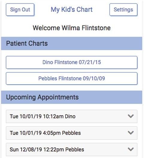Patient Charts Screenshot