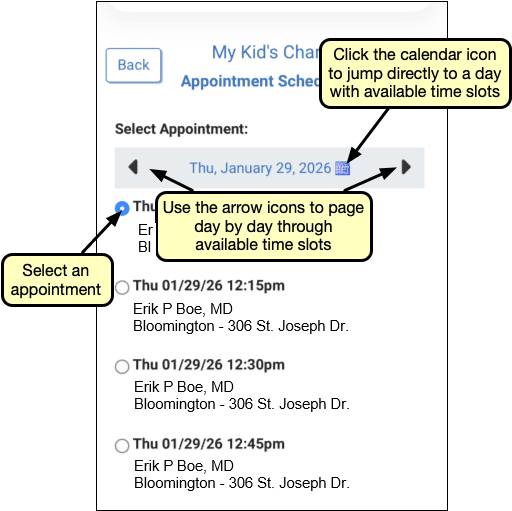 Select An Appt