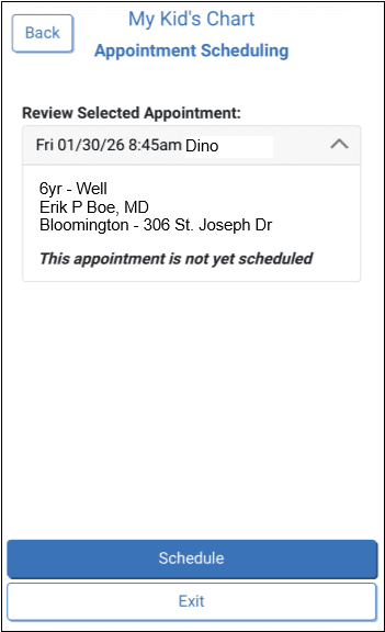 Confirm and Schedule